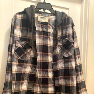 Hooded Flannel Button-up